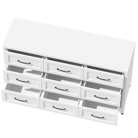 9 Drawer White Metal Dresser with Quiet-Glide Rails HouseOfZazla
