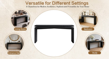 65-Inch Rustic Solid Wood Veneer Console Table HouseOfZazla