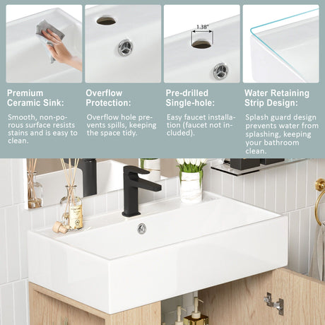 Bathroom Vanity, Combo Cabinet, Bathroom Storage Cabinet, Single Ceramic Sink HouseOfZazla