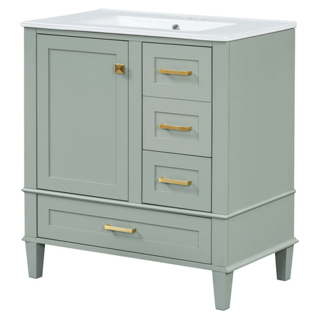 Bathroom Vanity, Modern Bathroom Cabinet With Sink Combo Set, Bathroom Storage Cabinet With A Soft Closing Door And 3 Drawers, Solid Wood Frame HouseOfZazla