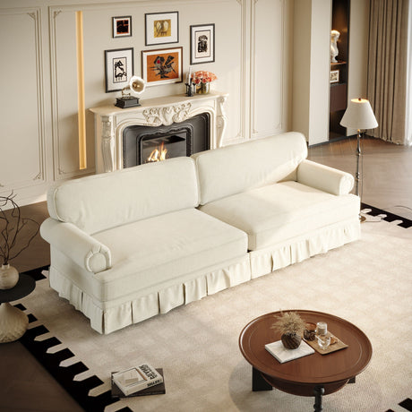 Luxuriously Comfortable Cloud Couch Sofa With Elegant Rolled Arms & Pleated Skirt Design HouseOfZazla