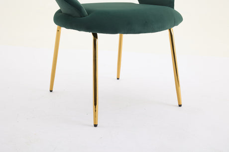 Velvet Fabric Dining Chair with Curved Backrest and Golden Metal Legs HouseOfZazla