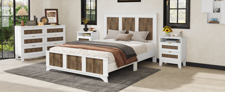 4-Pieces Bedroom Sets, Queen Size Farmhouse Platform Bed with Storage HouseOfZazla