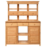 TOPMAX 65.7'' Tall Garden Potting Bench Table with Hutch