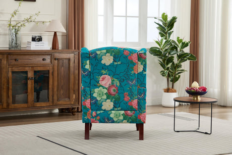 Modern Accent Chair with Retro Wood Legs - Floral HouseOfZazla