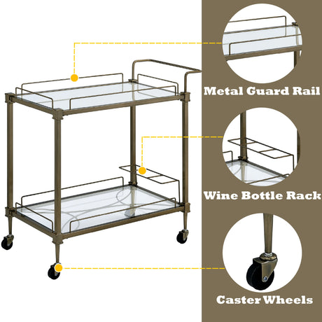 Aditya Mirrored & Antique Brass Finish Serving Cart HouseOfZazla
