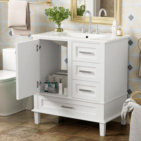 Bathroom Vanity, Modern Bathroom Cabinet With Sink Combo Set, Bathroom Storage Cabinet With A Soft Closing Door And 3 Drawers, Solid Wood Frame HouseOfZazla