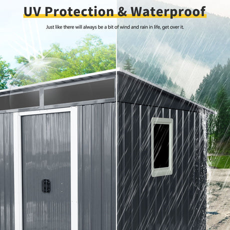 Outdoor Metal Storage Shed With Window And Transparent Plate For Garden, Lawn HouseOfZazla