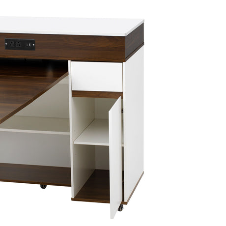 Extendable Dining Table With Folding Top, Rolling Kitchen Island With Drawers And Power Outlet HouseOfZazla
