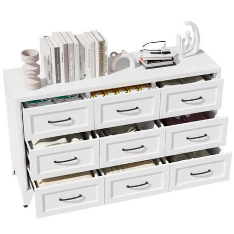 9 Drawer White Metal Dresser with Quiet-Glide Rails HouseOfZazla