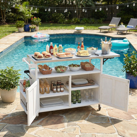Foldable Outdoor Kitchen Island Patio Cart with Storage HouseOfZazla