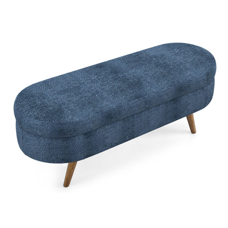 Modern Ottoman Oval Storage Bench With Rubber Wood Legs HouseOfZazla