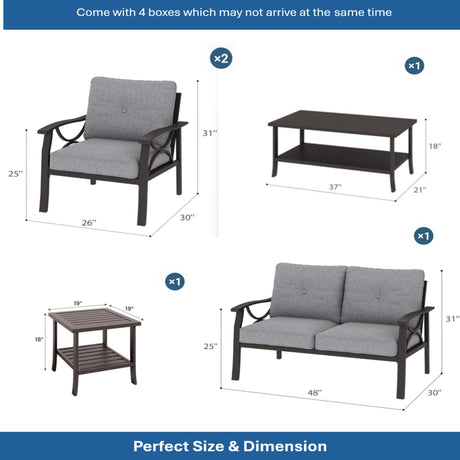 Patio Furniture Set with Coffee Table and Cushions for Backyard HouseOfZazla