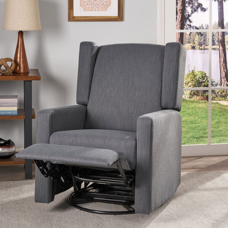 Landau Contemporary Fabric Upholstered Swivel Recliner HouseOfZazla