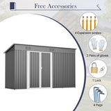 10'x4' Outdoor Metal Storage Shed for Garden Tools Lockable Door With Floor Frame