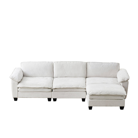Living Room Sofa Luxury Couch with Ottoman in Soft Chenille Beige HouseOfZazla