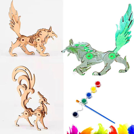 Animal 3D Wooden Puzzle Set - 5 Exquisite DIY Models for All Ages WoodArtSupply