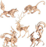 Animal 3D Wooden Puzzle Set - 5 Exquisite DIY Models for All Ages WoodArtSupply