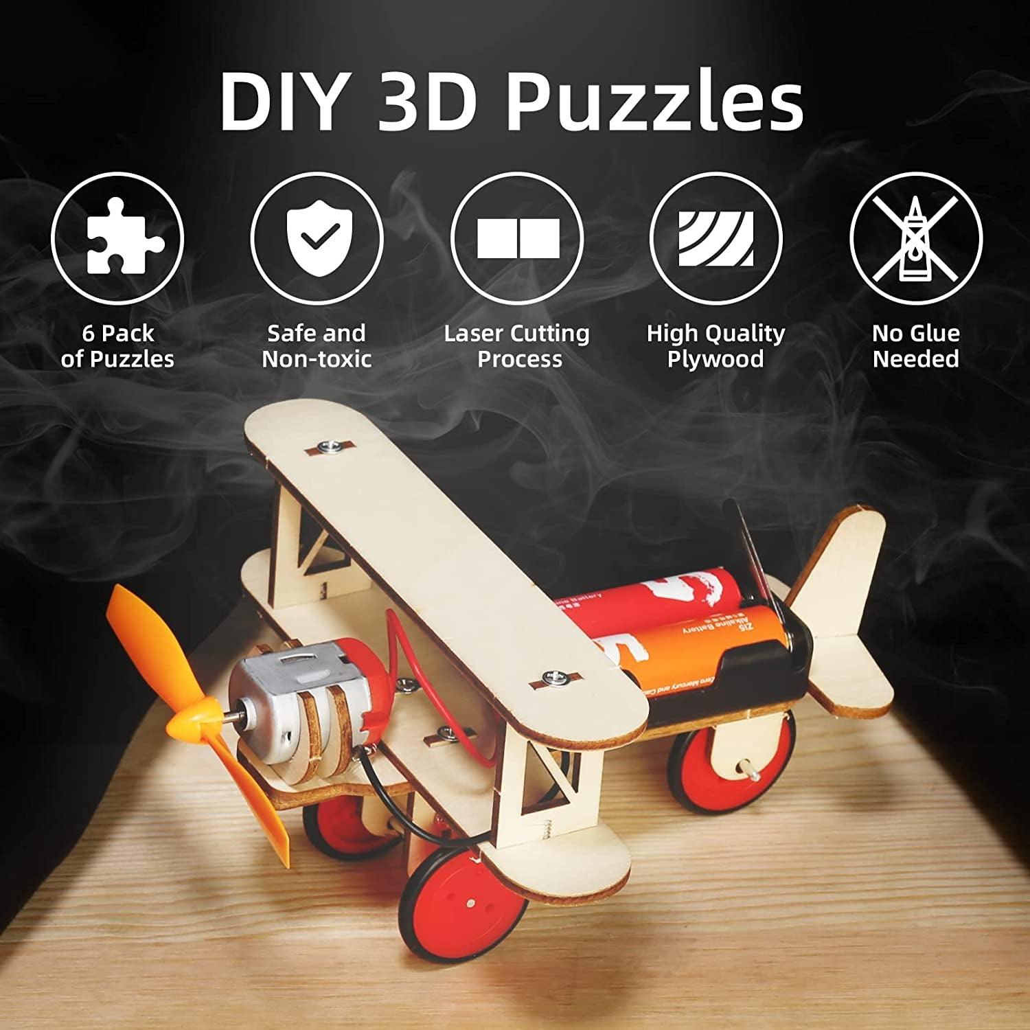 6 in 1 STEM Building Kits for Kids, Wooden Car Model Kit DIY 3D Wood Puzzles Craft Projects Set - WoodArtSupply