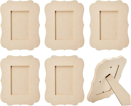 6-Pack Unfinished Wood Picture Frames, Holds 4X6" Photos Wooden Photo Frame DIY Crafts WoodArtSupply