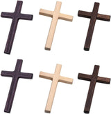 6 Pcs Wooden Cross Crafts DIY Mini Crosses Charms Pendants Catholic Prayer Handheld Ornaments for Church Party Favors Wall WoodArtSupply