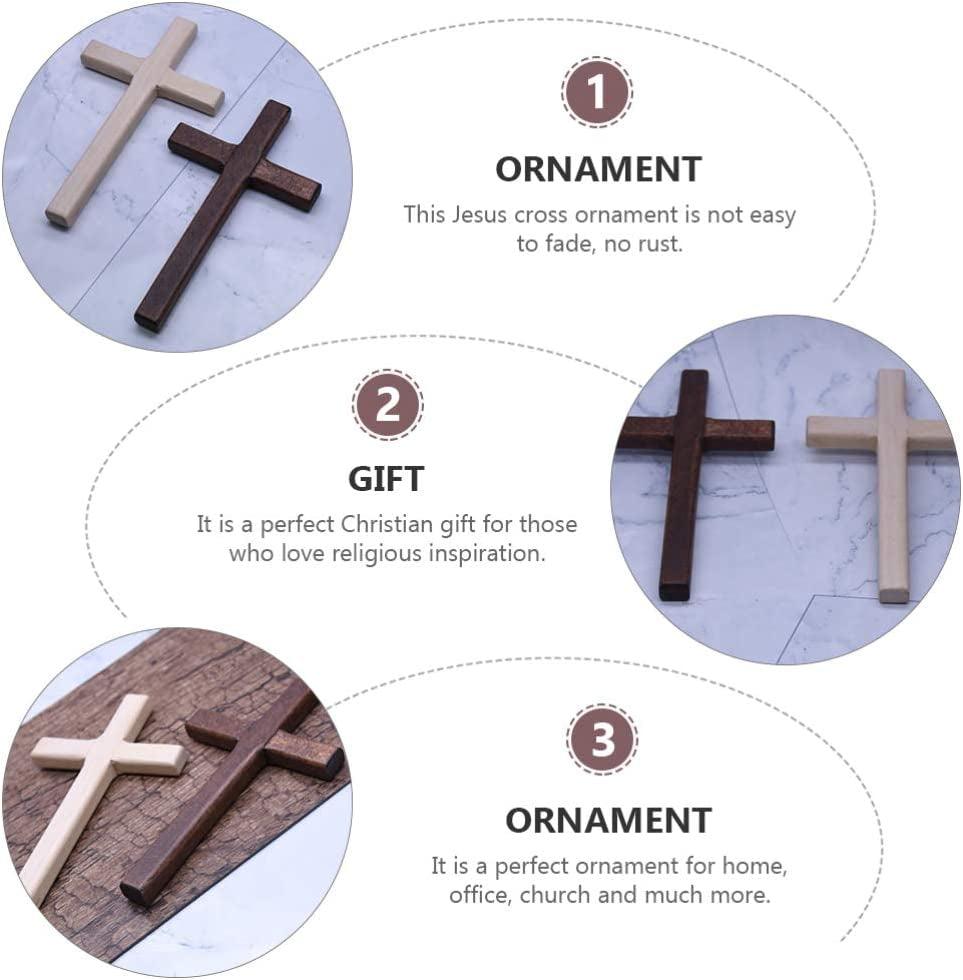 6 Pcs Wooden Cross Crafts DIY Mini Crosses Charms Pendants Catholic Prayer Handheld Ornaments for Church Party Favors Wall WoodArtSupply