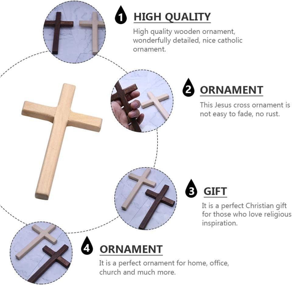 6 Pcs Wooden Cross Crafts DIY Mini Crosses Charms Pendants Catholic Prayer Handheld Ornaments for Church Party Favors Wall - WoodArtSupply