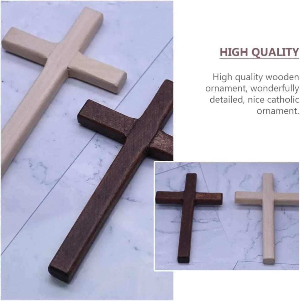 6 Pcs Wooden Cross Crafts DIY Mini Crosses Charms Pendants Catholic Prayer Handheld Ornaments for Church Party Favors Wall WoodArtSupply