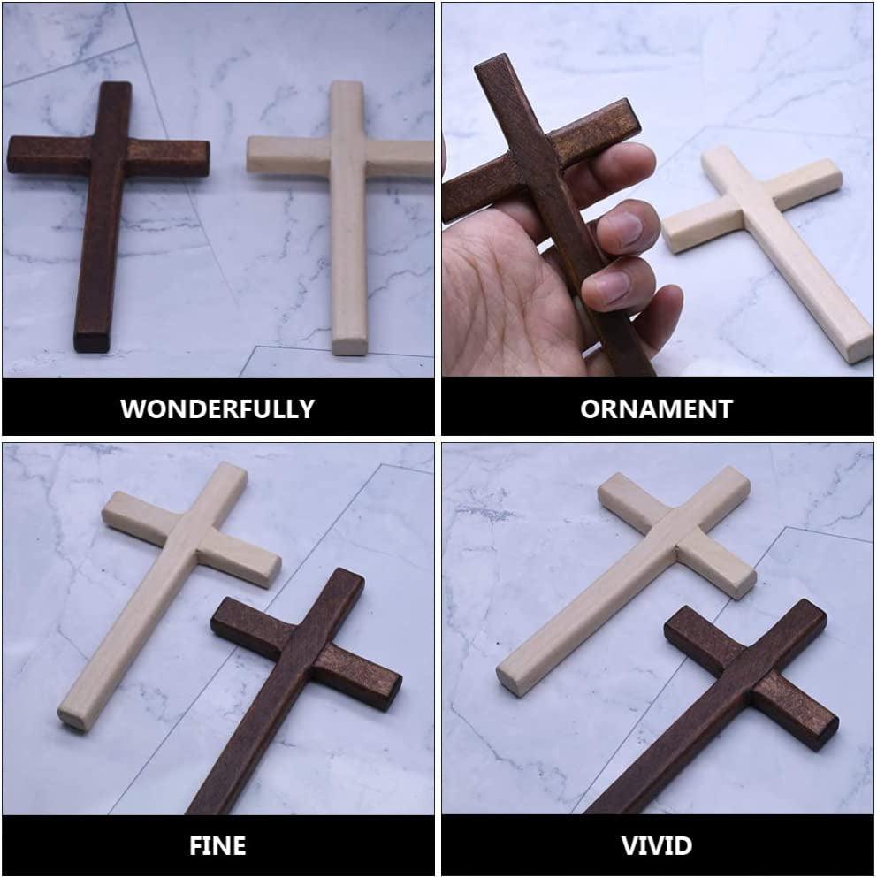6 Pcs Wooden Cross Crafts DIY Mini Crosses Charms Pendants Catholic Prayer Handheld Ornaments for Church Party Favors Wall WoodArtSupply
