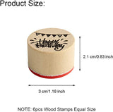 6 Pcs Wooden Stamps Set round Rubber Stamps for Card Making Happy Birthday Pattern WoodArtSupply