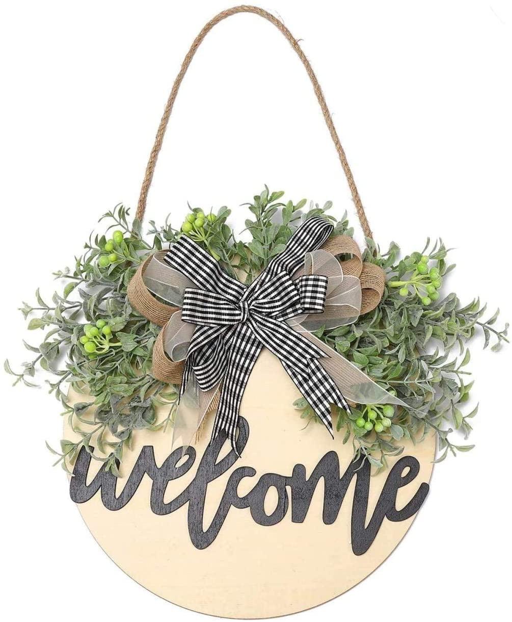 6 Pieces Blank Wood Circles 12 Inch Sign Unfinished Wood Slices Front Door Decor round Wooden Hanging Sign with Twine Bows and Tape WoodArtSupply