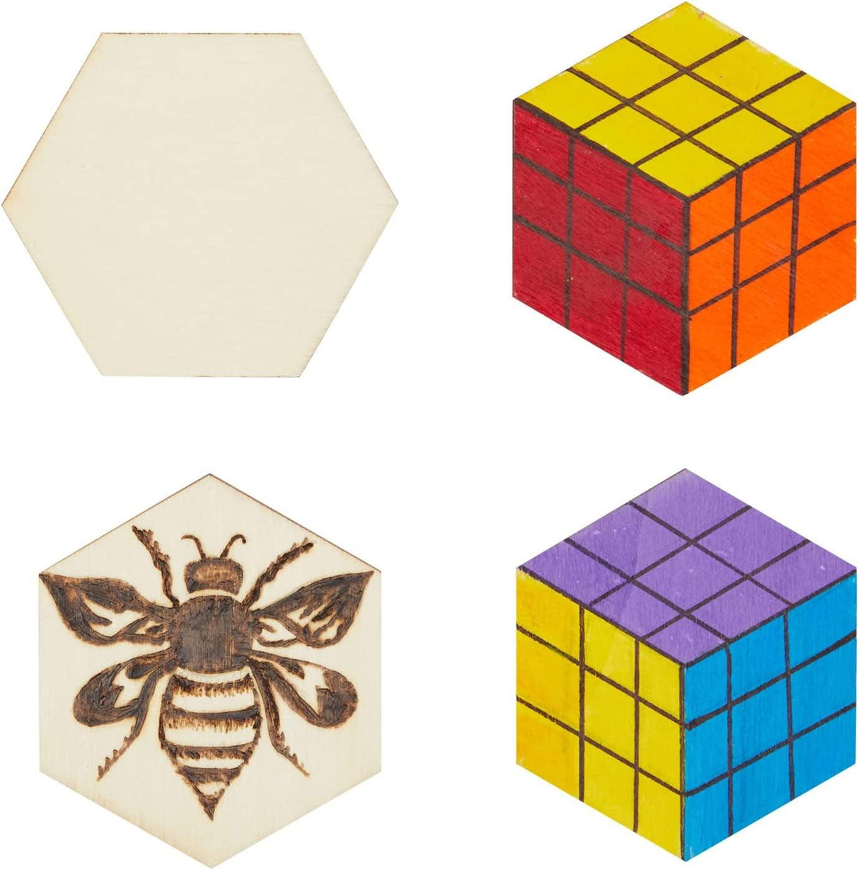 60 Pack Unfinished Wood Hexagon Pieces for DIY Crafts, Wood Slice Cutouts (3 Inches) WoodArtSupply