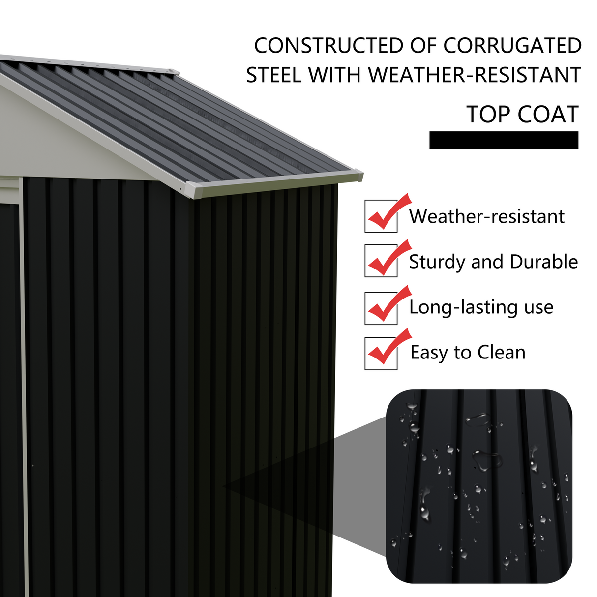 6 x 4 Ft Outdoor Storage Shed with Rack