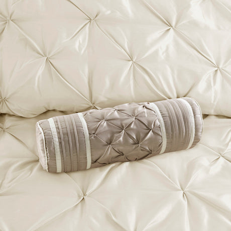 7 Piece Tufted Comforter Set Ivory Queen HouseOfZazla