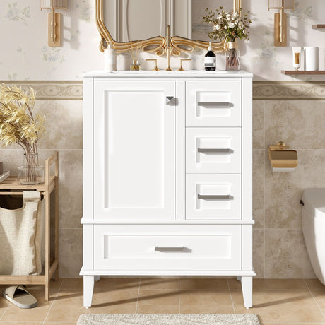 Bathroom Vanity, Modern Bathroom Cabinet With Sink Combo Set, Bathroom Storage Cabinet With A Soft Closing Door And 3 Drawers, Solid Wood Frame HouseOfZazla