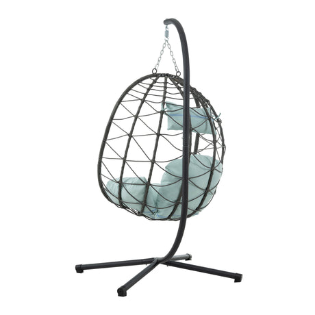Egg Chair with Stand Indoor Outdoor Swing Chair Patio Wicker Hanging Egg Chair HouseOfZazla