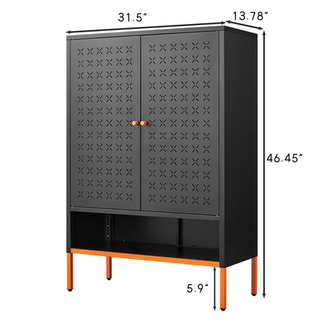 Grid Double Door Shoe Cabinet With Adjustable Compartments and Moisture-Proof Design HouseOfZazla