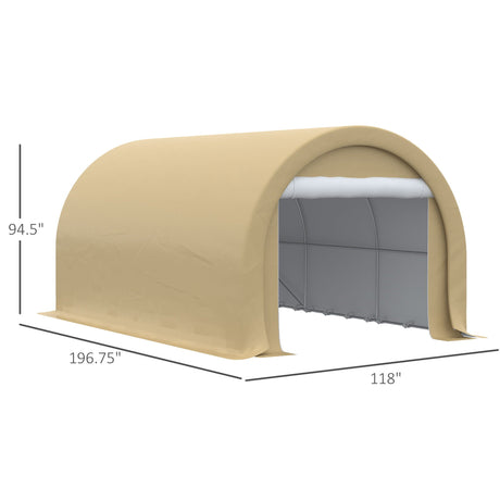 Outsunny - 10' x 16' Carport, Heavy Duty Portable Garage Storage Tent With Large Zippered Door, Anti-Uv Pe Canopy Cover For Car, Truck, Boat, Motorcycle, Bike, Garden Tools, Outdoor Work HouseOfZazla