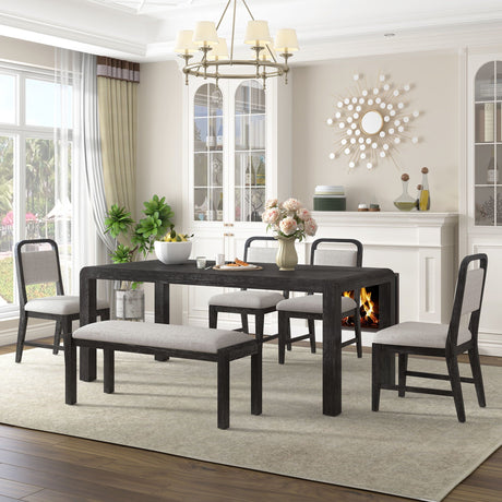 Extendable Dining Table Set With 4 Upholstered Chairs And 1 Bench HouseOfZazla