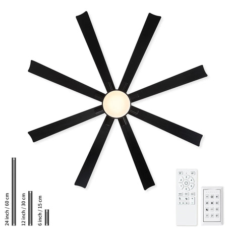 Large Ceiling Fan With Dimmable LED Light 8 Blades Remote Control, Reversible DC Motor HouseOfZazla