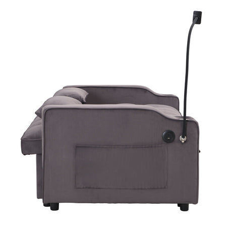 Modern Loveseat Futon Sofa With Pullout Bed, Adjustable Reclining Backrest, Toss Pillows HouseOfZazla