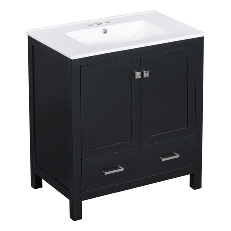Bathroom Vanity With Single Sink, Combo Cabinet Undermount Sink, Bathroom Storage Cabinet With Two Doors And A Drawer, Soft Closing, Multifunctional Storage, Solid Wood Frame HouseOfZazla