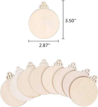60PCS 3.5" DIY Wooden Christmas Ornaments Unfinished Predrilled Wood Slices Circles for Crafts round Centerpieces Discs Holiday Hanging Decorations - WoodArtSupply