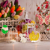 60PCS Easter Wood Cutouts Crafts Unfinished Ornaments DIY Bunny Decor Hanging Egg Shapes with Pen and Cords WoodArtSupply