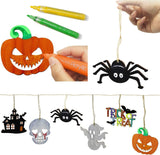 60Pcs Halloween Crafts Unfinished Wooden Ornaments Kit DIY Wood Cutouts 60 Pcs Twine Ropes Kids WoodArtSupply
