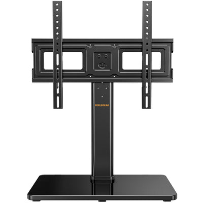 Perlegear Tabletop TV Stand, Universal TV Stand for 23–60 Inch LCD LED OLED TVs, Height Adjustable TV Base Stand with Tempered Glass Base Cable Management,VESA 400x400mm, PGTVS02
