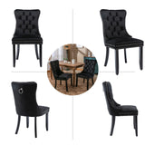 Black Velvet Dining Chairs Set of 4, Upholstered Dining Room Chairs with Back Ring Pull Trim and Solid Wood Legs,Modern Dining Chairs Perfect for Dining Room,Living Room,Kitchen(Black) Shenyon