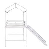 Harper & Bright Designs Twin Size House Loft Bed with Slide, Metal Loft Bed Frame Twin with Ladder, Kids Playhouse Loft Bed with Writing Board for Girls Boys, No Box Spring Needed, White Harper & Bright Designs