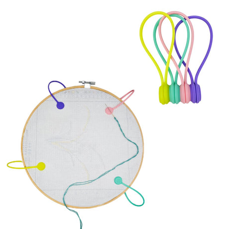 4 pcs Magnetic Needle Minders Silicone Fabric Clips, Macron Color Magnetic Needle Keeper Needle Nanny for Cross Stitch Embroidery Needlework Accessories Cross-Stitch Gift WoodArtSupply