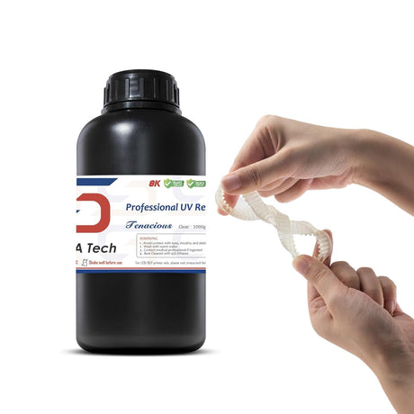 Siraya Tech Tenacious 3D Printer Resin Flexible 405nm UV-Curing Resin with High Impact Resistance Standard Photopolymer Resin for LCD DLP 3D Printing (1000g, Clear) Siraya Tech